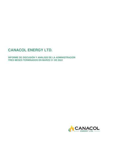 Thumbnail Canacol Energy Financial Report 2022-q1