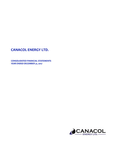 Thumbnail Canacol Energy Financial Statement 2017