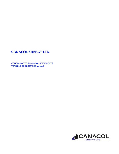 Thumbnail Canacol Energy Financial Statement 2018
