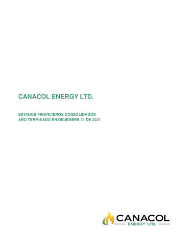 Thumbnail Canacol Energy Financial Statement 2021