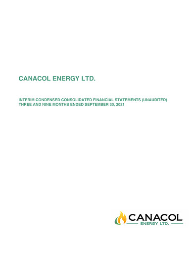 Thumbnail Canacol Energy Quarterly Report 2021-q3