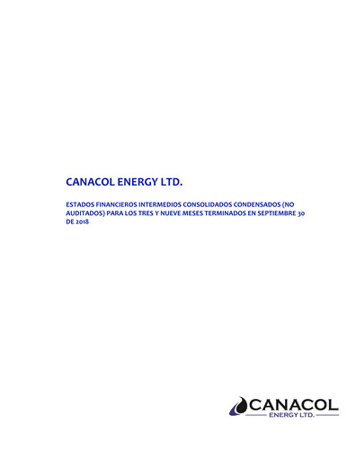 Thumbnail Canacol Energy Quarterly Report 2018-q3