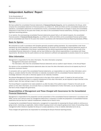 Thumbnail Canaccord Genuity Group Financial Statement 2019