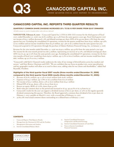 Thumbnail Canaccord Genuity Group Quarterly Report 2007-q3