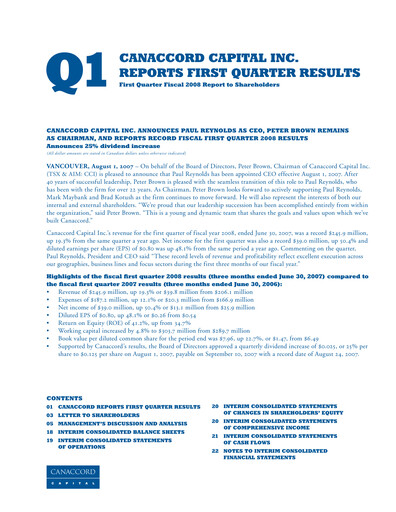 Thumbnail Canaccord Genuity Group Quarterly Report 2008-q1