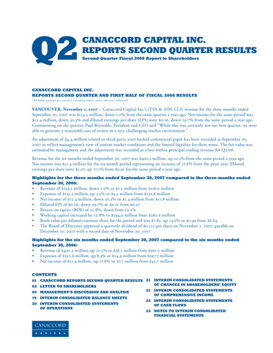 Thumbnail Canaccord Genuity Group Quarterly Report 2008-q2