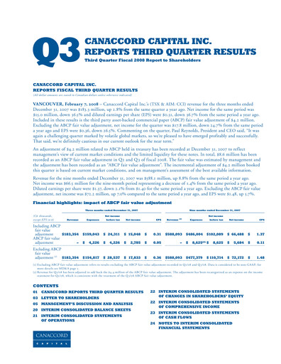 Thumbnail Canaccord Genuity Group Quarterly Report 2008-q3