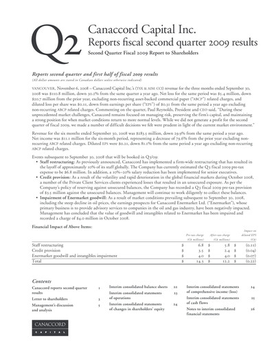 Thumbnail Canaccord Genuity Group Quarterly Report 2009-q2