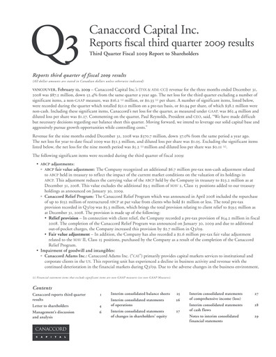Thumbnail Canaccord Genuity Group Quarterly Report 2009-q3
