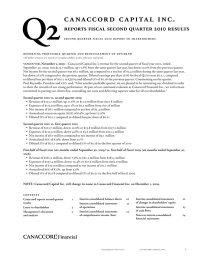 Thumbnail Canaccord Genuity Group Quarterly Report 2010-q2