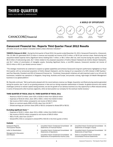 Thumbnail Canaccord Genuity Group Quarterly Report 2012-q3