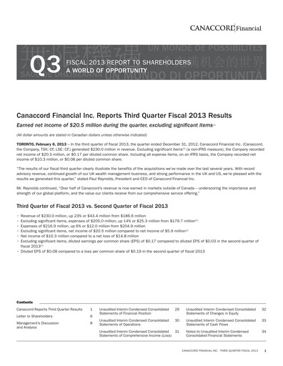 Thumbnail Canaccord Genuity Group Quarterly Report 2013-q3