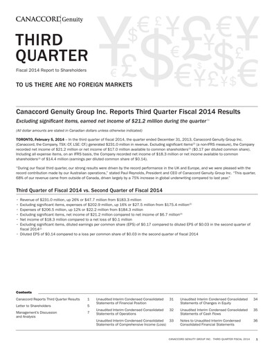 Thumbnail Canaccord Genuity Group Quarterly Report 2014-q3