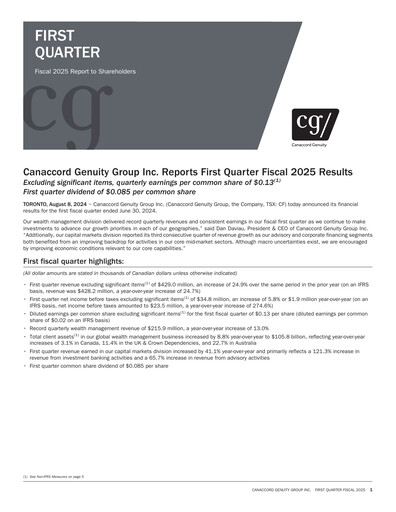 Thumbnail Canaccord Genuity Group Quarterly Report 2025-q1
