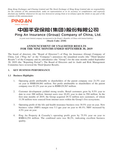 Thumbnail Ping An Insurance Financial Statement 2019-9m