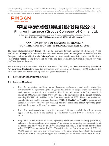 Thumbnail Ping An Insurance Financial Statement 2023-9m