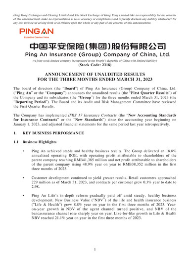 Thumbnail Ping An Insurance Financial Statement 2023-q1