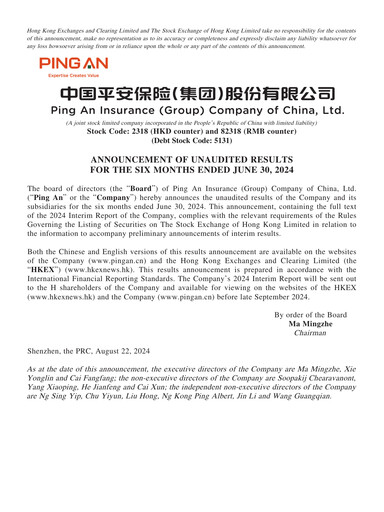 Thumbnail Ping An Insurance Financial Statement 2024-h1