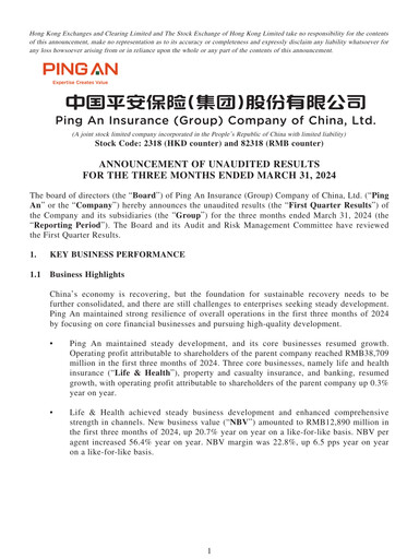 Thumbnail Ping An Insurance Financial Statement 2024-q1
