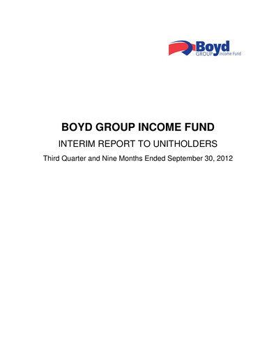 Thumbnail Boyd Group Quarterly Report 2012-q3