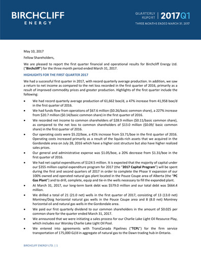 Thumbnail Birchcliff Energy Quarterly Report 2017-q1