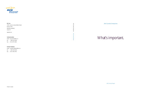 Thumbnail BCE Annual Report 2002