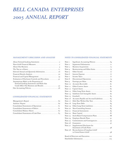 Thumbnail BCE Annual Report 2005