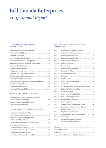 Thumbnail BCE Annual Report 2007
