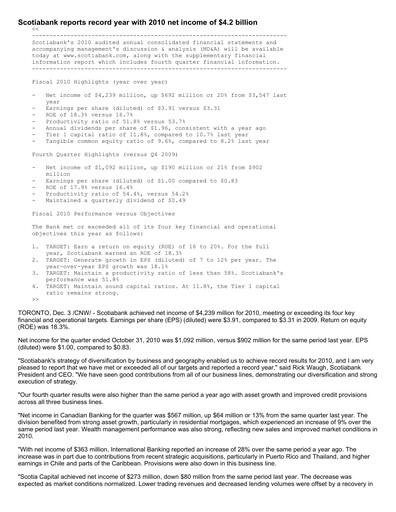 Thumbnail Scotiabank Financial Statement 2010