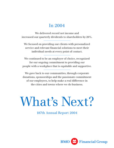 Thumbnail Bank of Montreal
 Annual Report 2004