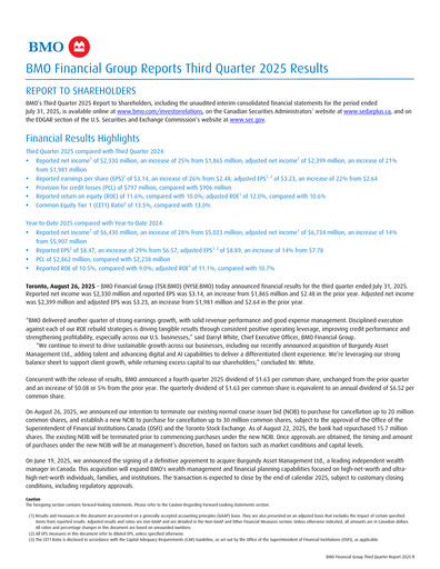 Thumbnail Bank of Montreal
 Quarterly Report 2025-q3