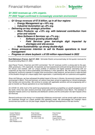 Thumbnail Schneider Electric Quarterly Report 2022-q1