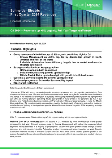 Thumbnail Schneider Electric Quarterly Report 2024-q1