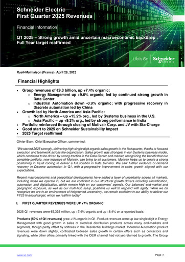 Thumbnail Schneider Electric Quarterly Report 2025-q1