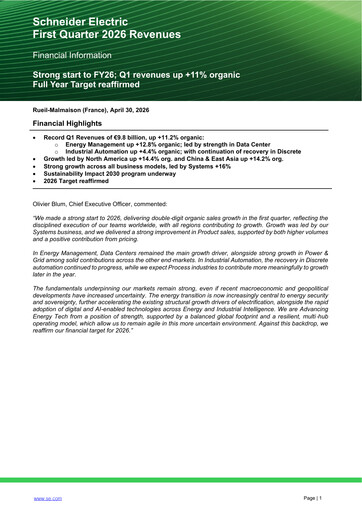 Vorschaubild Schneider Electric Quartalsbericht 2026-q1