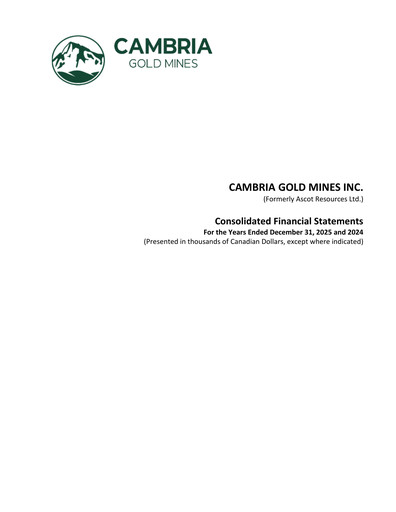 Thumbnail Ascot Resources Financial Statement 2025
