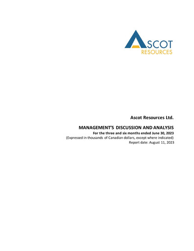 Thumbnail Ascot Resources Quarterly Report 2023-q2