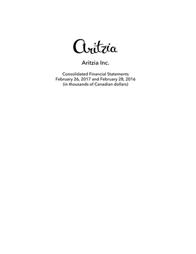 Thumbnail Aritzia Financial Statement 2017