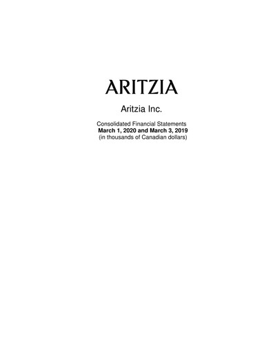 Thumbnail Aritzia Financial Statement 2020