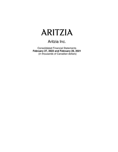 Thumbnail Aritzia Financial Statement 2022