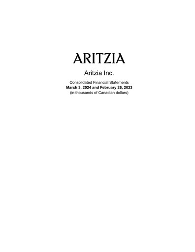 Thumbnail Aritzia Financial Statement 2024