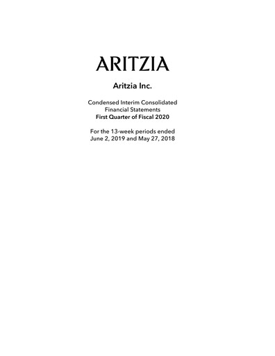 Vorschaubild Aritzia Quartalsbericht 2020-q1