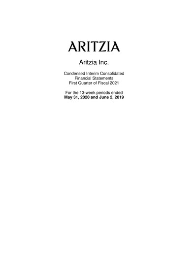 Vorschaubild Aritzia Quartalsbericht 2021-q1