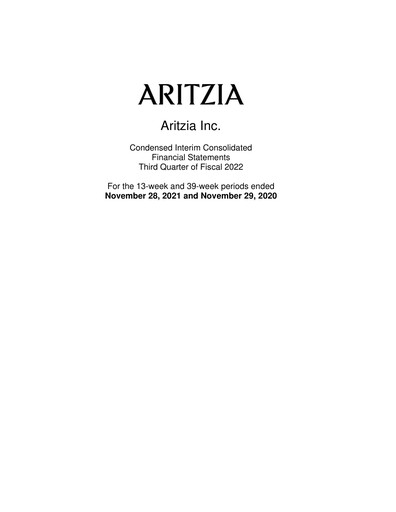 Vorschaubild Aritzia Quartalsbericht 2022-q3
