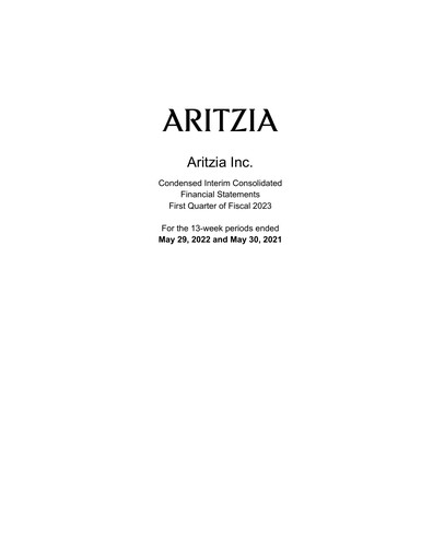Vorschaubild Aritzia Quartalsbericht 2023-q1