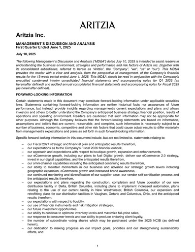 Thumbnail Aritzia Quarterly Report 2026-q1