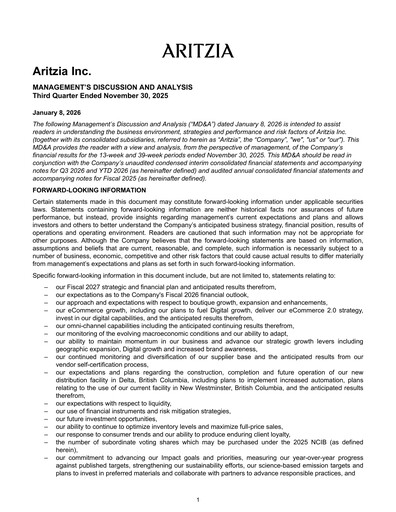 Thumbnail Aritzia Quarterly Report 2026-q3