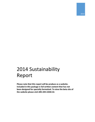 Thumbnail ARC Resources
 Sustainability Report 2014