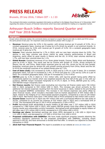 Vorschaubild Anheuser-Busch Inbev Quartalsbericht 2016-q2