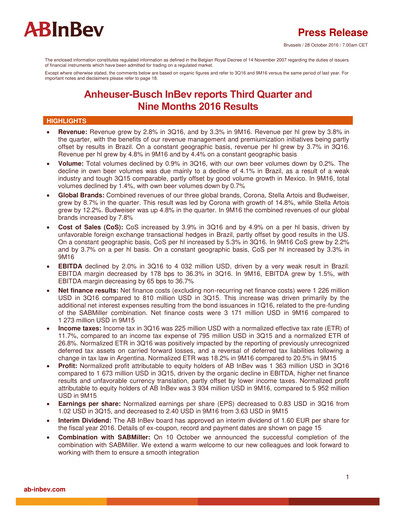 Vorschaubild Anheuser-Busch Inbev Quartalsbericht 2016-q3